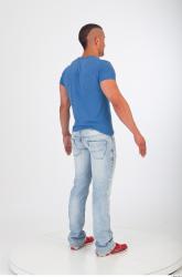 Whole body blue tshirt jeans photo reference of Regelio